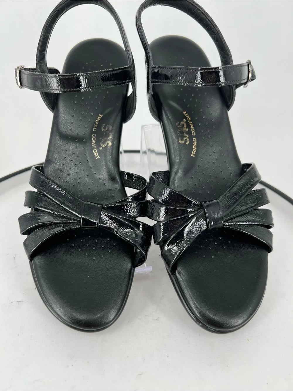 SAS Black Patent Leather‎ Strappy Ankle Sandals